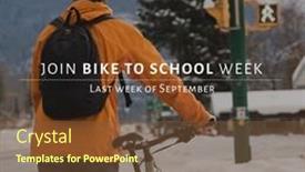  Presentation with active lifestyle - Presentation theme consisting of caucasian-male-with-bike-walking background and a tawny brown colored foreground