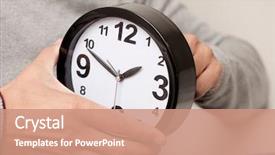  Presentation with clock - Amazing presentation having caucasian man adjusting the time backdrop and a coral colored foreground