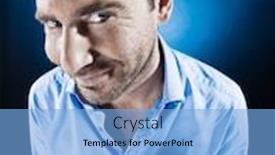  Presentation with black man - Theme consisting of caucasian-man-beg-malicious-smile background and a light blue colored foreground