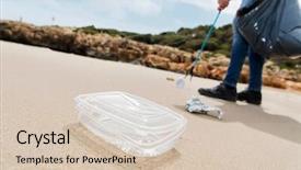  Presentation with garbage - Beautiful PPT layouts featuring caucasian man collecting garbage backdrop and a lemonade colored foreground