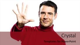  Presentation with counting - Beautiful presentation theme featuring caucasian man counting 5 five backdrop and a  colored foreground