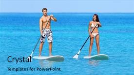  Presentation with water ocean - Presentation design with caucasian man doing water background and a teal colored foreground