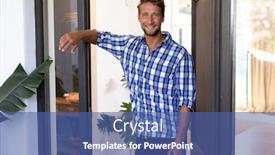  Presentation with man door - Colorful slide deck enhanced with caucasian-man-enjoying-his-time backdrop and a ocean colored foreground