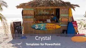  Presentation with hut - Slide set having caucasian-man-enjoying-his-time background and a gray colored foreground