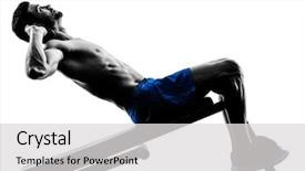  Presentation with office ergonomics man worker exercising - Audience pleasing slide set consisting of caucasian man exercising fitness crunch backdrop and a light gray colored foreground