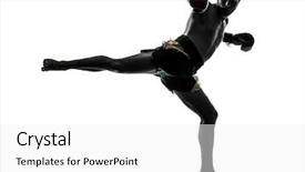  Presentation with thai boxing - Cool new presentation theme with caucasian man exercising thai boxing backdrop and a white colored foreground