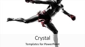  Presentation with thai boxing - Theme with caucasian man exercising thai boxing background and a white colored foreground