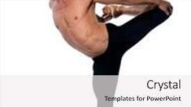  Presentation with stretch - Slides with caucasian man gymnastic stretch isolated studio on white background background and a white colored foreground