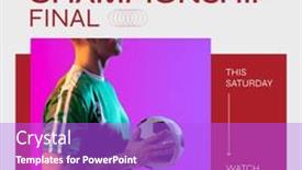  Presentation with football competition - PPT layouts enhanced with caucasian-man-holding-ball background and a purple colored foreground