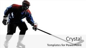  Presentation with ice hockey - Cool new presentation design with caucasian man ice hockey player backdrop and a white colored foreground