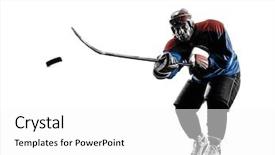  Presentation with ice hockey - Cool new slide deck with caucasian man ice hockey player backdrop and a white colored foreground