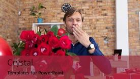  Presentation with lockdown - Audience pleasing slides consisting of caucasian-man-making-video-call backdrop and a red colored foreground