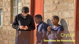  Presentation with mobile payments - Presentation featuring caucasian-man-on-the-phone background and a tawny brown colored foreground