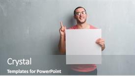  Presentation with grey - PPT theme with caucasian man over grey grunge background and a gray colored foreground