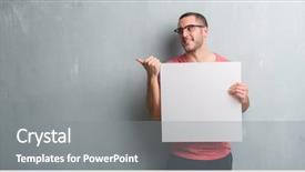  Presentation with grey - Colorful theme enhanced with caucasian man over grey grunge backdrop and a  colored foreground