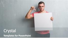  Presentation with grey - Beautiful PPT theme featuring caucasian man over grey grunge backdrop and a  colored foreground