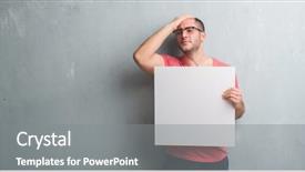  Presentation with skin anatomy face and head - Slides enhanced with caucasian man over grey grunge background and a  colored foreground