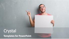  Presentation with young grey maine coon cat - Audience pleasing PPT theme consisting of caucasian man over grey grunge backdrop and a  colored foreground