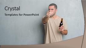  Presentation with orange and grey - Colorful slides enhanced with caucasian man over grey grunge backdrop and a light gray colored foreground