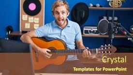  Presentation with music classic - PPT layouts enhanced with caucasian-man-playing-classic-guitar background and a red colored foreground