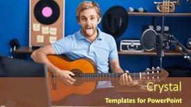  Presentation with music classic - PPT theme having caucasian-man-playing-classic-guitar background and a  colored foreground