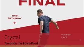  Presentation with football tournament - PPT theme featuring caucasian-man-playing-football background and a red colored foreground