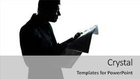  Presentation with newspaper - Beautiful PPT theme featuring caucasian man portrait silhouette ead backdrop and a light gray colored foreground