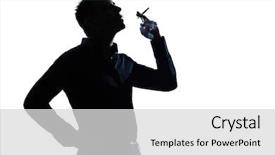  Presentation with government stopping smoking - PPT theme enhanced with caucasian man portrait smoking cigarette background and a light gray colored foreground