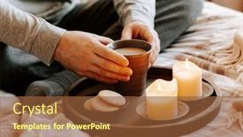  Presentation with lighting - Theme with caucasian-man-relaxing-at-home background and a  colored foreground