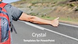  Presentation with backpack - Slide deck having caucasian man seen from behind background and a gray colored foreground