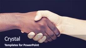  Presentation with charging gun man hands charging - Colorful slide deck enhanced with rscism - african and a caucasian man backdrop and a wine colored foreground