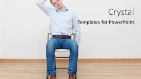  Presentation with stretching - PPT theme consisting of caucasian-man-sitting-on-chair background and a white colored foreground