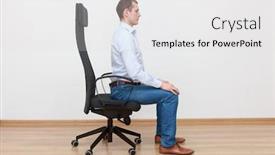  Presentation with posture - Presentation theme having caucasian-man-sitting background and a light gray colored foreground