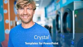  Presentation with laundry room - PPT layouts featuring caucasian-man-smiling-happy-standing background and a teal colored foreground