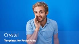  Presentation with blue - PPT theme having caucasian-man-standing-over-blue background and a  colored foreground
