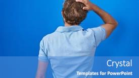  Presentation with blue - PPT theme featuring caucasian-man-standing-over-blue background and a teal colored foreground