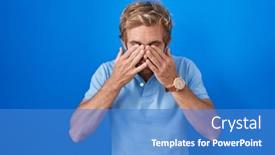  Presentation with vision - PPT theme having caucasian-man-standing-over-blue background and a teal colored foreground