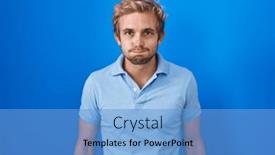  Presentation with puffing - Slides featuring caucasian-man-standing-over-blue background and a teal colored foreground