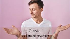  Presentation with pink - Presentation design having caucasian-man-standing-over-pink background and a coral colored foreground