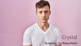  Presentation with pink - Presentation design consisting of caucasian-man-standing-over-pink background and a lemonade colored foreground