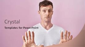  Presentation with forbidden - Slide set with caucasian-man-standing-over-pink background and a lemonade colored foreground