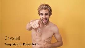  Presentation with shame - Slides featuring caucasian-man-standing-shirtless-wearing background and a coral colored foreground