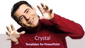  Presentation with teasing - Amazing PPT layouts having caucasian man teasing childish gesture studio portrait on isolated white background backdrop and a tawny brown colored foreground