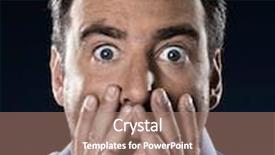  Presentation with black man - Audience pleasing presentation theme consisting of caucasian man unshaved portrait stun isolated studio on black background backdrop and a coral colored foreground