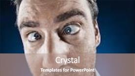  Presentation with black man - PPT layouts with caucasian-man-unshaven-squinting-eye background and a coral colored foreground