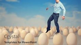  Presentation with walk - Beautiful theme featuring caucasian man walk on 3d eggs backdrop and a coral colored foreground