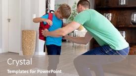  Presentation with helping man - Slides with caucasian-man-wearing-a-green background and a gray colored foreground