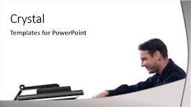  Presentation with winning - Cool new slide deck with caucasian man winning chess against computer fail concept on isolated white background backdrop and a white colored foreground