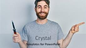  Presentation with beard - Slides enhanced with caucasian-man-with-beard-holding background and a light gray colored foreground