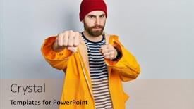  Presentation with beard - Amazing PPT layouts having caucasian-man-with-beard-wearing backdrop and a gold colored foreground